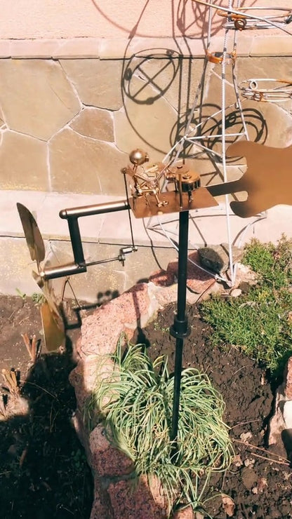 Metal windmill “Rock Band” – Moving garden decoration with character