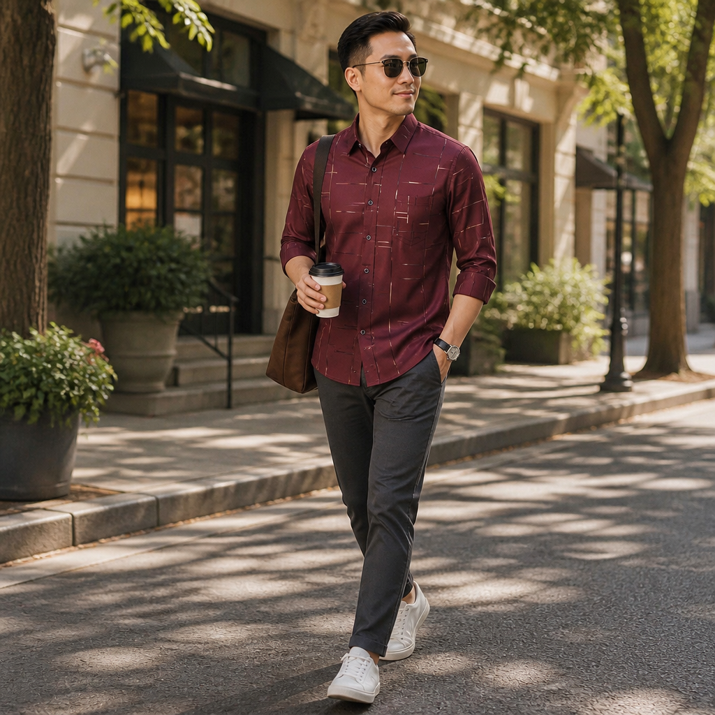 Ultra-LightPower™ – Breathable Stretch, Wrinkle-Resistant Line-Print Dress Shirt