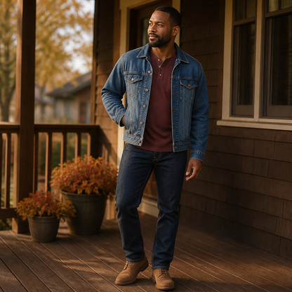 VeroVibe™ – Retro Washed Long Sleeve Henley Featuring Chest Pocket