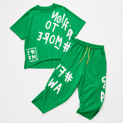 Brixa™ – Large Graffiti Graphic Lounge Two-Piece Set