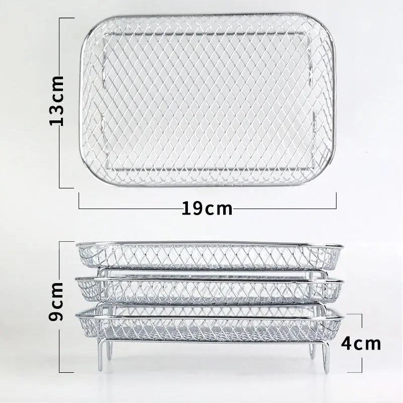 Multi-layer Air Fryer Baskets with 2 Complimentary Heat-Resistant Tongs