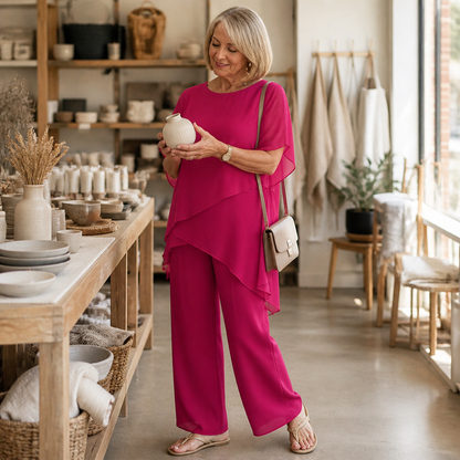 Flexiva™ – Comfortable Two-Piece Set Featuring Soft-Fall Wide-Leg Pants
