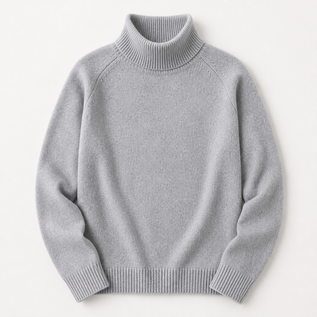 ArcticSilk™ – Comfortable Loose-Fit Turtleneck Pullover with Ribbed Edging