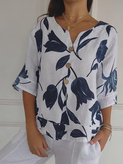 ZephyraLuxe™ Linen V-Neck Top — Keep Cool, Fresh, and Perfectly Confident All Day
