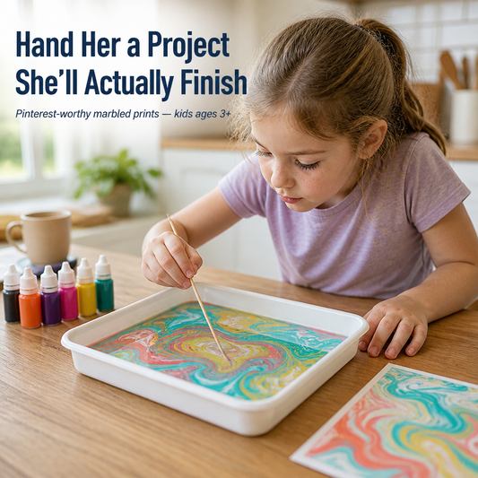 SplashMuse™ Marbling Paint Kit — Swirl, Lift & Display Genuine Marbled Prints Made by Kids Themselves