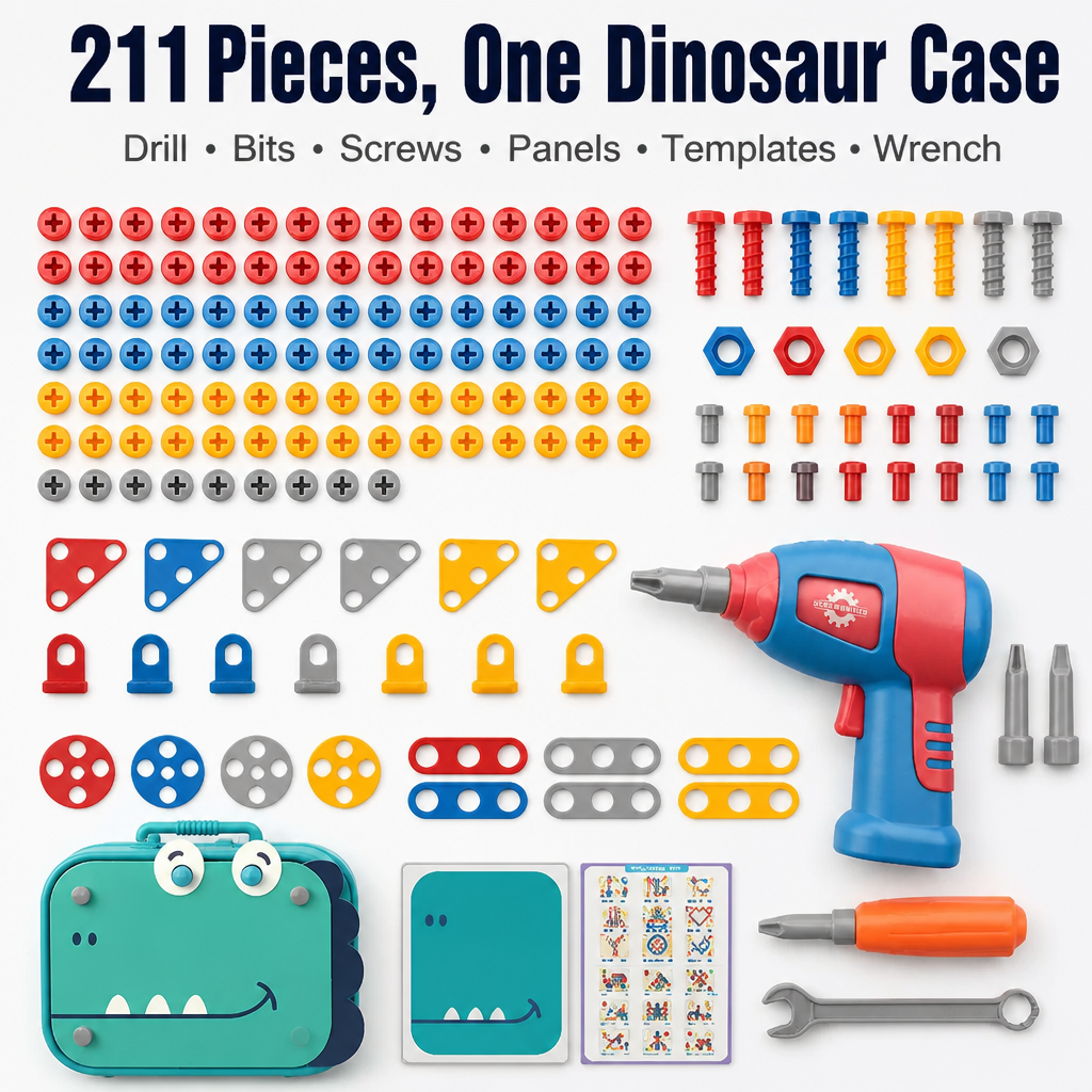 Brillikids™ — Create Dinosaur Worlds Using 211 Pieces and a Genuine Working Drill
