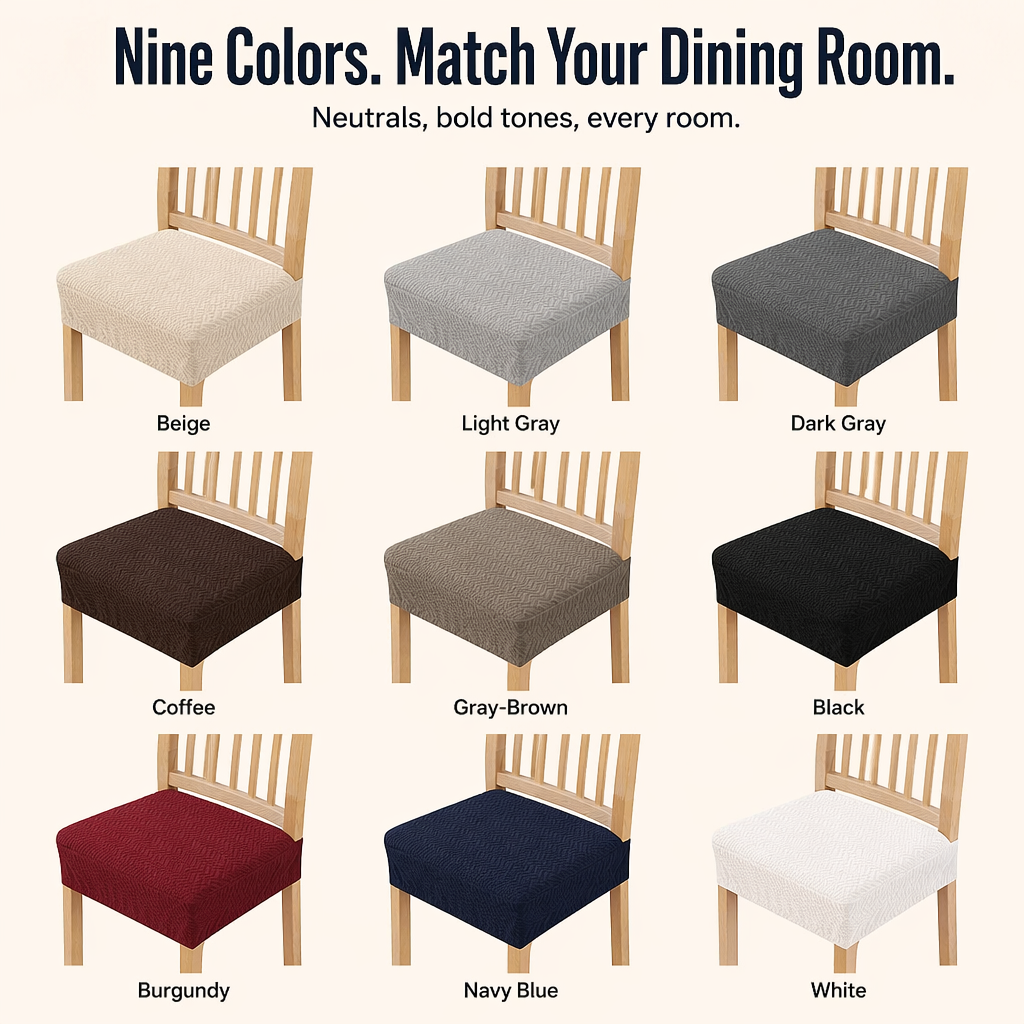 SlipGuard™ Jacquard Chair Covers — Protect Every Seat Against Spills, Stains & Sticky Hands