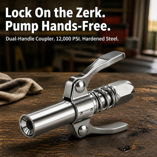 IronGrip™ — Hands-Free Lock on the Zerk and Pump Grease