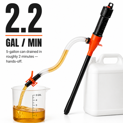 TurboFlow™ — Pump Fuel, Water, or Oil Hands-Free at 2.2 Gallons per Minute