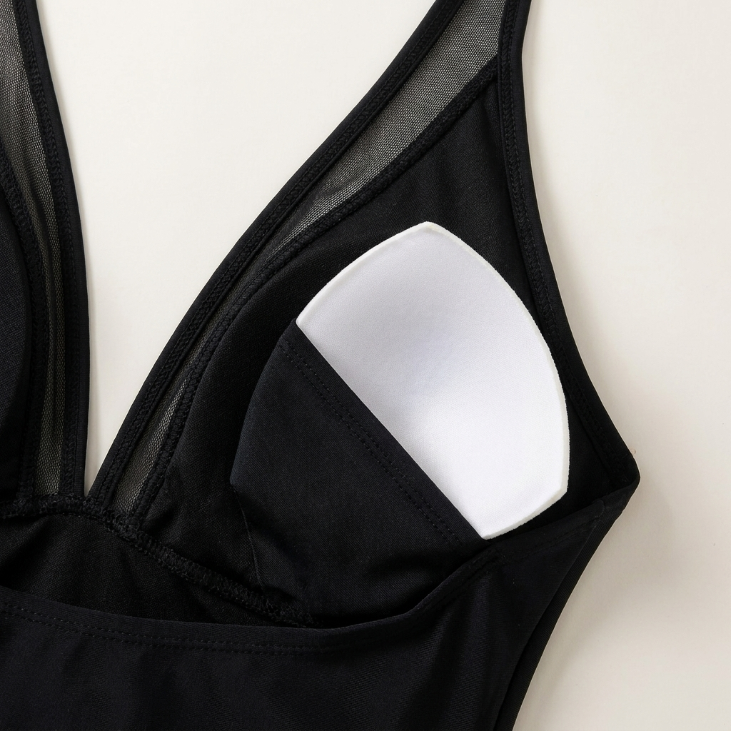 AuraSleek™ – Mesh V-Neck One-Piece with Sculpting and Ruched Tummy Control