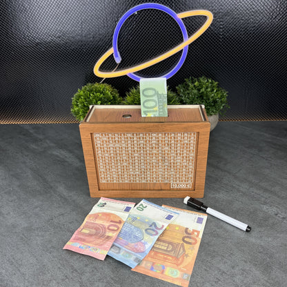 Perlo — Wooden Savings Box with Secure Lid and Progress Tracker