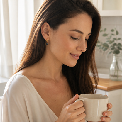 LumoLuxe™ – Retro Square-Cut Black Crystal Dangle Earrings