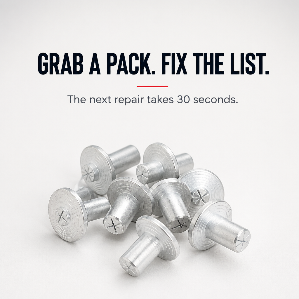 TitanGrip™ Hammer Drive Rivets — One Tap Locks It Tight for Life, No Tools Needed