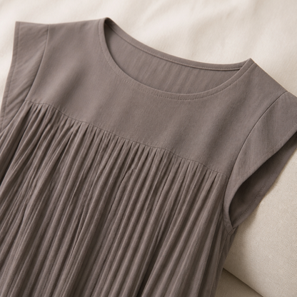 NovaLuma™ – Draped Pleated Two-Piece Outfit with Asymmetric Hem