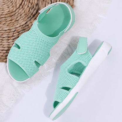 AeroLuxe™ – Padded Mesh Slingback Sandals Featuring Velcro Strap