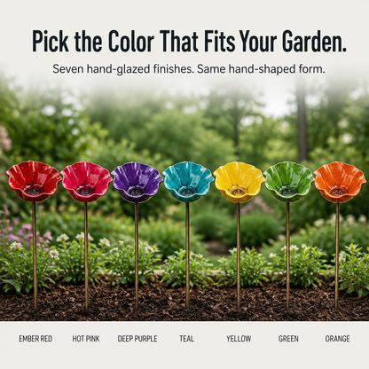 LiveFlare™ — Stake One Hand-Glazed Bloom Birds and Bees Come Calling