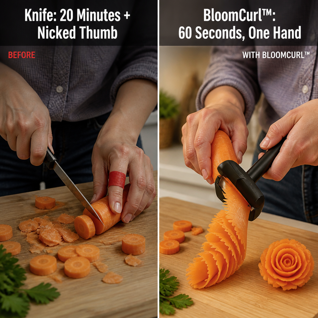 BloomCurl™ — Twist Carrots Into Gourmet-Style Roses in Less Than 60 Seconds
