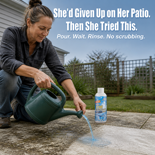 StoneVive™ — Wash Away Years of Patio Dirt from Stone in a Single Rinse