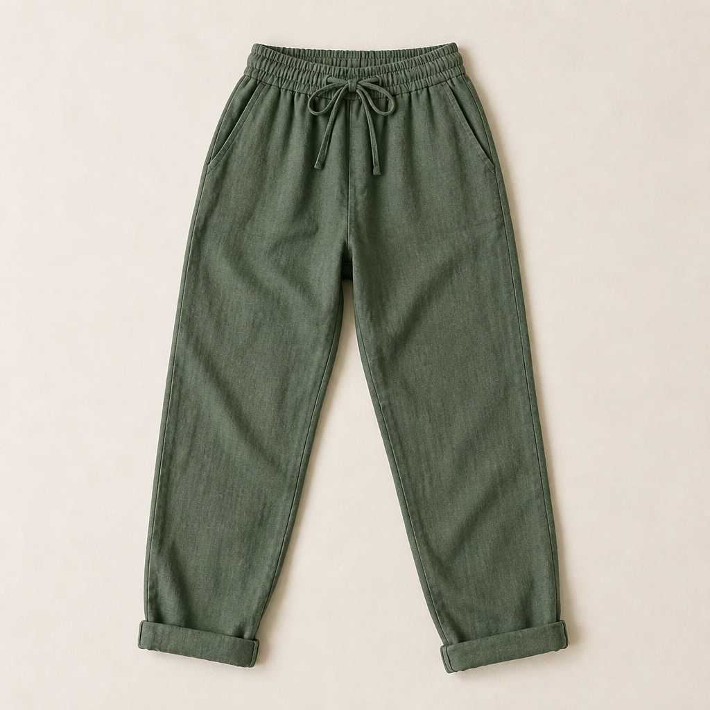 BellaSilk™ – Comfortable Cotton-Linen Tapered Pants with Adjustable Drawstring Waist
