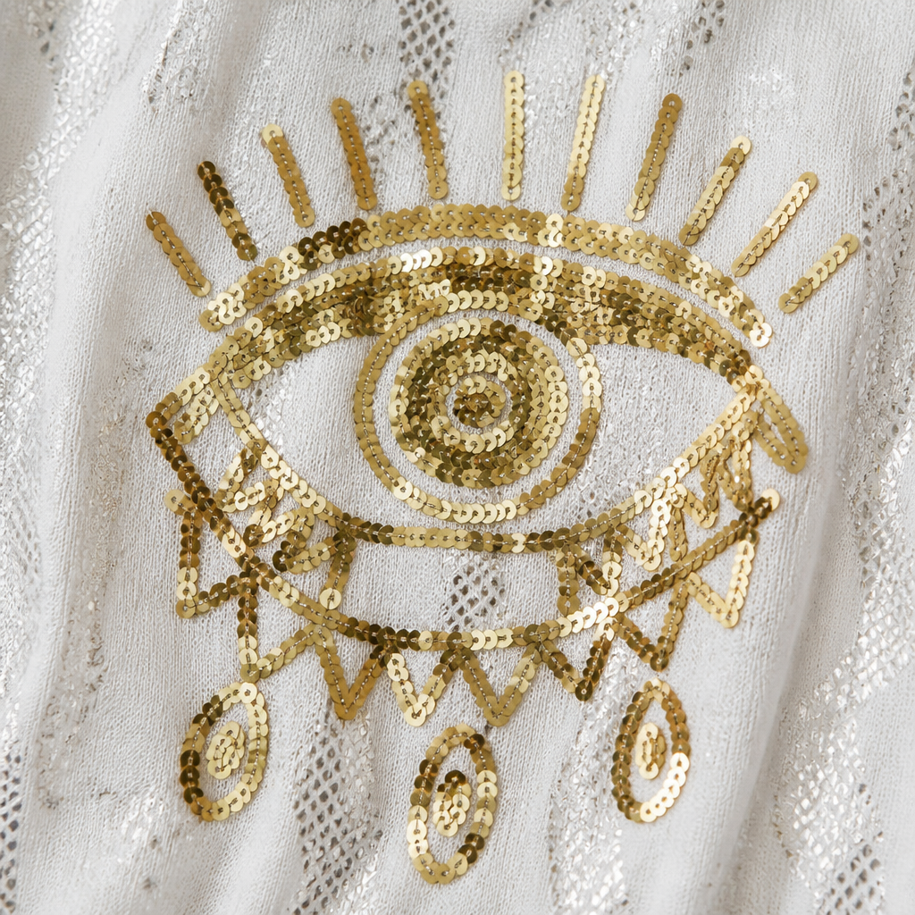 LumaPulse™ – Sequined Eye Top Paired with Metallic Drawstring Pants Set