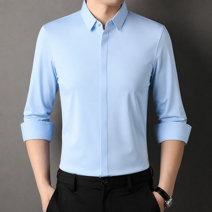 Vantori™ – Wrinkle-Free Slim-Fit Dress Shirt with 4-Way Stretch