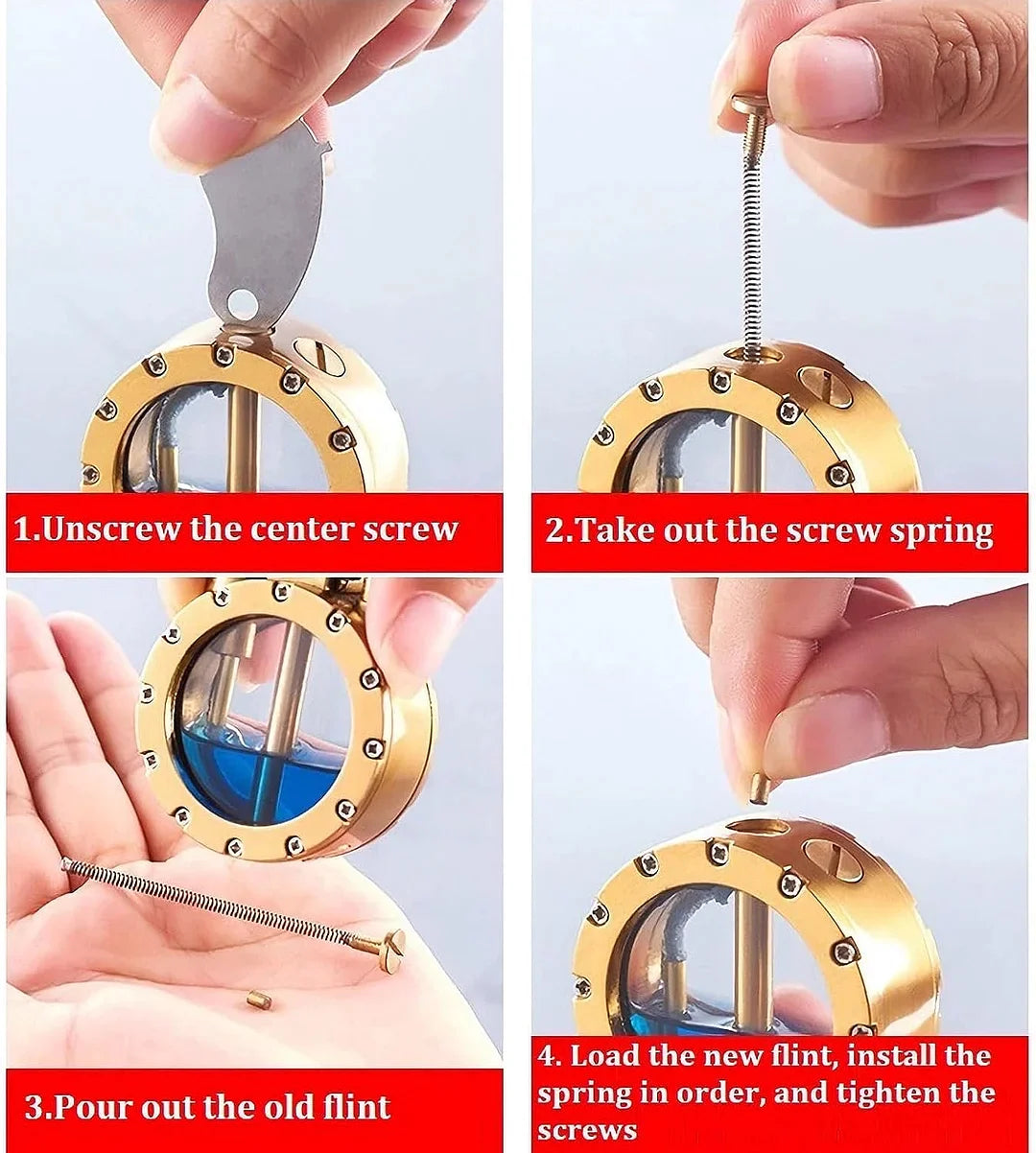 1+1 FREE | Antique Kerosene Lighter | Refillable Metal Housing with Vintage Design and Viewing Window