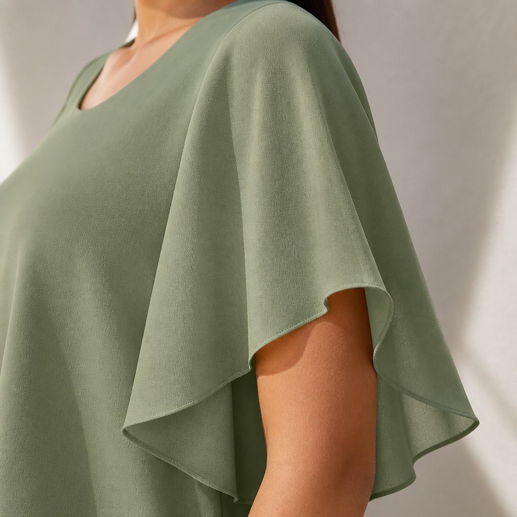 Flexara™ – Chic Layered Chiffon Blouse and Wide-Leg Patterned Pant Set