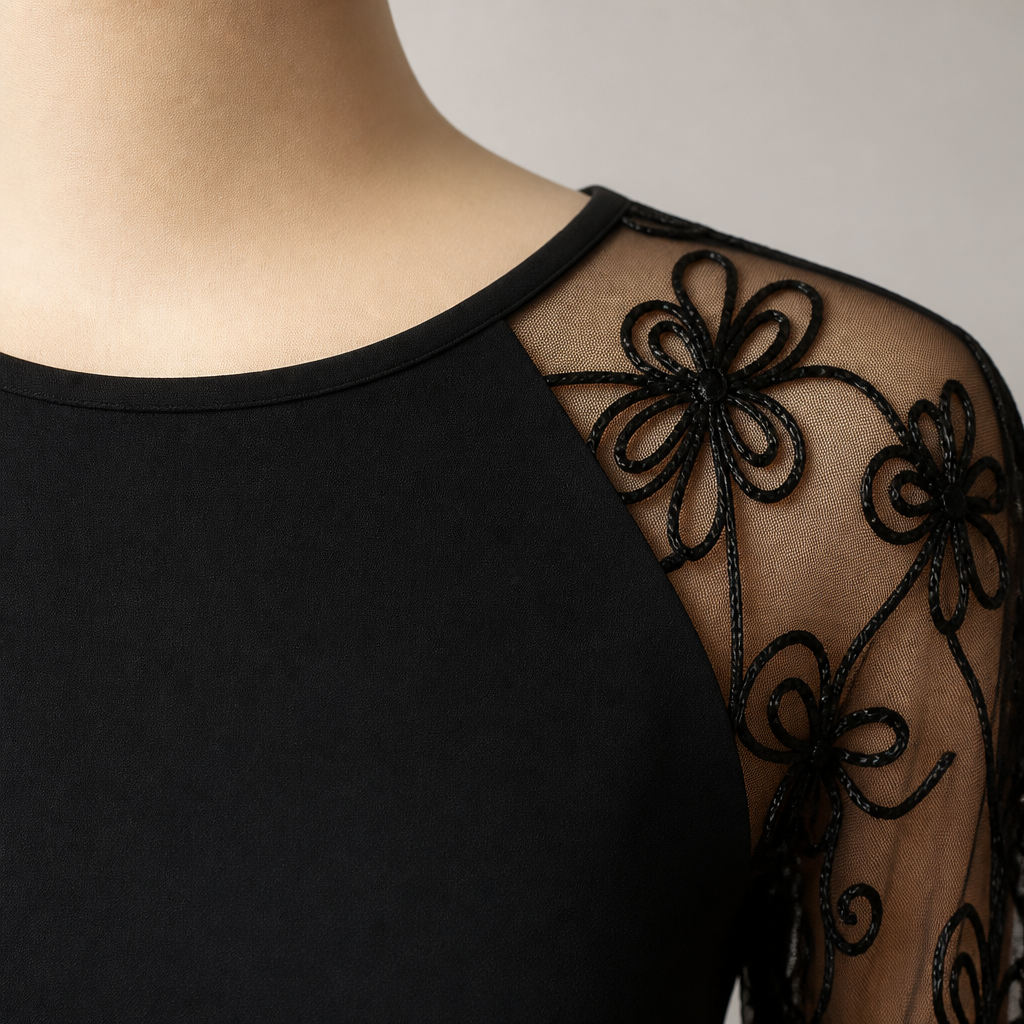 LioraMuse™ – Graceful Floral Lace Sleeve A-Line Dress