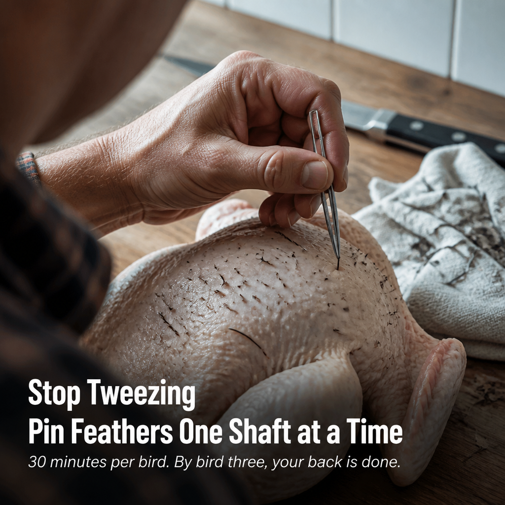 SwiftPluck™ — Remove Stubborn Pin Feathers Easily Without Tweezers or Torch