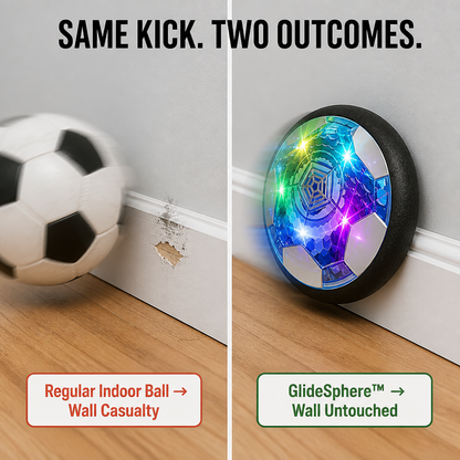 GlideSphere™ — Transform Rainy Days Into Indoor Soccer Fun Without Shattered Lamps