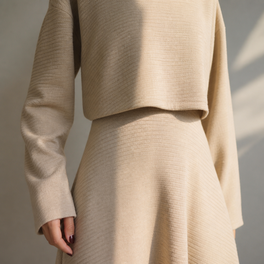 VeloraMist™ – Soft Knit Two-Piece Ensemble with Layered Cropped Top