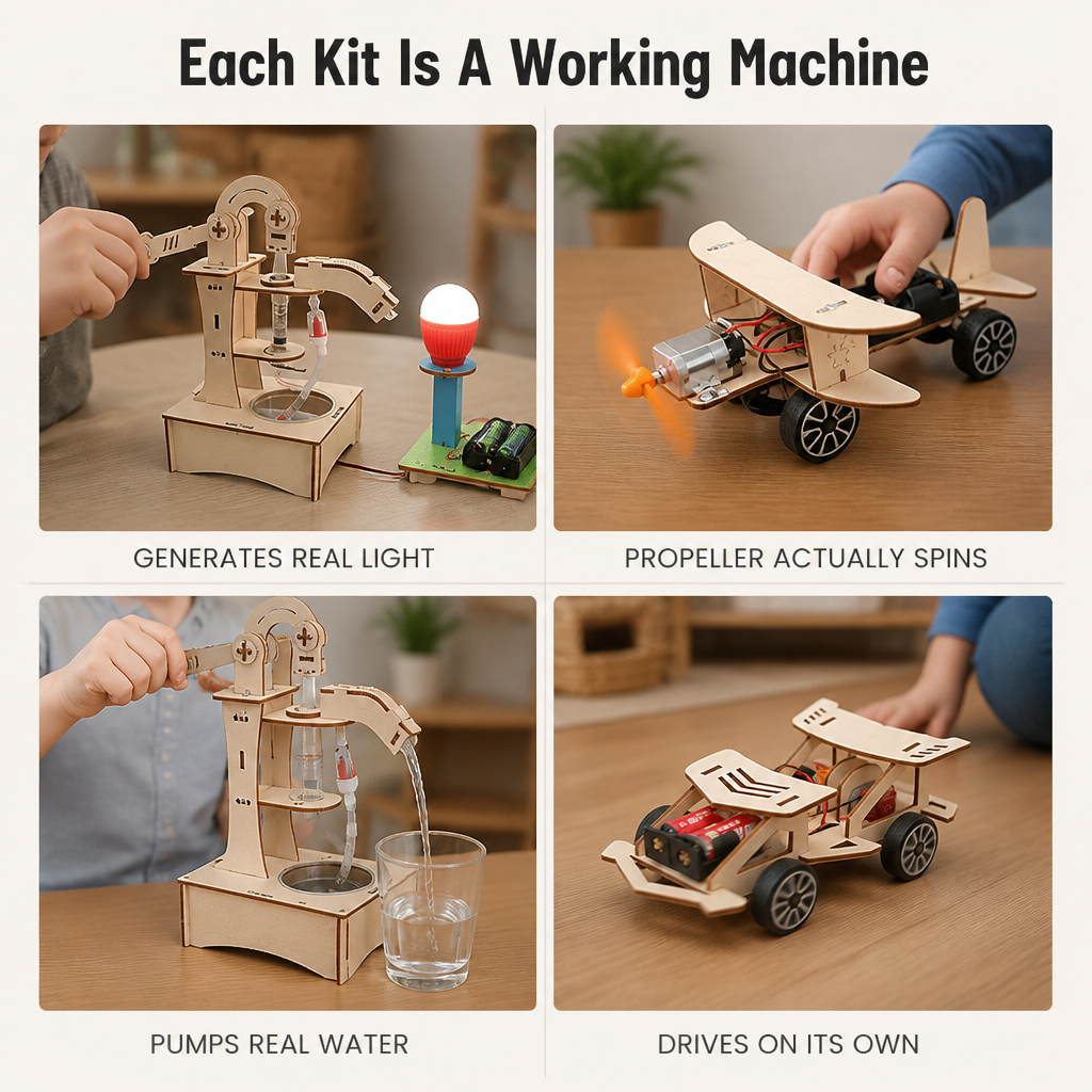 TinkerCraft™ — Construct Genuine Working Wooden Machines That Draw Kids Away from Screens