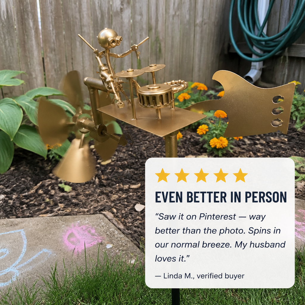 IronPulse™ Kinetic Drummer Spinner — Ignite Your Garden with Mesmerizing Wind-Driven Beats