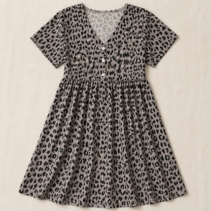LuminaEase™ – Casual V-Neck Button-Front Day Dress
