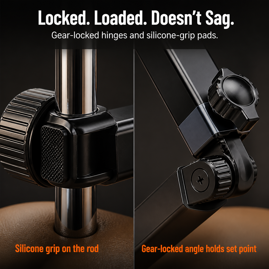 RoadEase™ — Secure Your Tablet Perfectly Centered Between Headrests for Comfortable Backseat Viewing