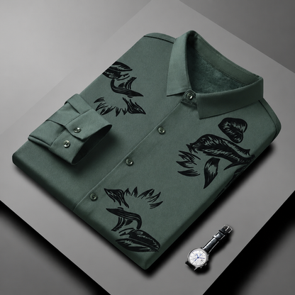 VulcanTherm™ – Slim-Cut Fleece-Lined Shirt Featuring Brushstroke Design