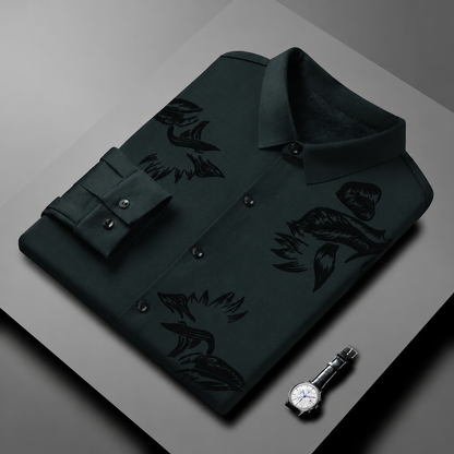 VulcanTherm™ – Slim-Cut Fleece-Lined Shirt Featuring Brushstroke Design
