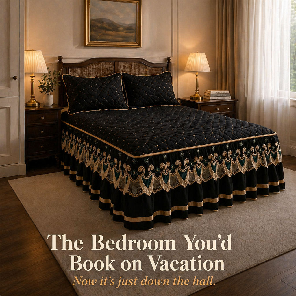 RamvoaLuxe™ — Wrap Your Bed in Embroidered Lace and Gilded-Ribbon Hotel-Suite Elegance