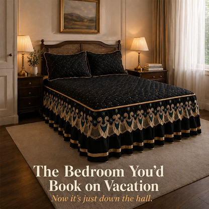 RamvoaLuxe™ — Wrap Your Bed in Embroidered Lace and Gilded-Ribbon Hotel-Suite Elegance