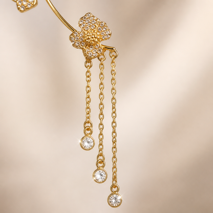 Luméline™ – Glittering Butterfly Ear Cuffs with Crystal Tassel Chains