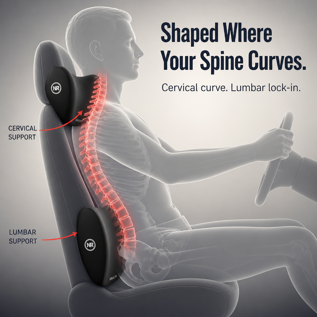 SpinoEase™ — Drive Pain-Free with Soothing Neck and Lumbar Support That Lasts