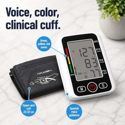 CardioVantage™ — Monitor Your Blood Pressure at Home Using One-Button Spanish Voice Instructions