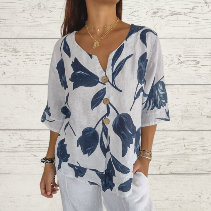 ZephyraLuxe™ Linen V-Neck Top — Keep Cool, Fresh, and Perfectly Confident All Day