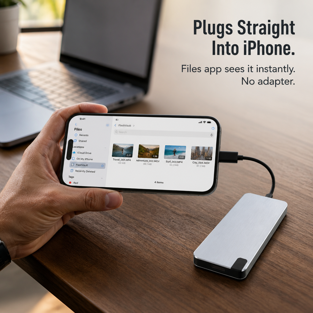FlashVault™ — Banish "Storage Almost Full" Alerts Forever | Plug-and-Play 500GB