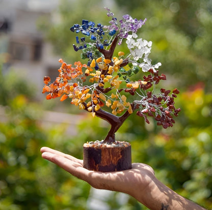 Seven Chakra Gemstone Tree Natural Crystal 150 Beads Feng Shui Prosperity Tree 7 Chakra Home Decoration Healing- Dealswap