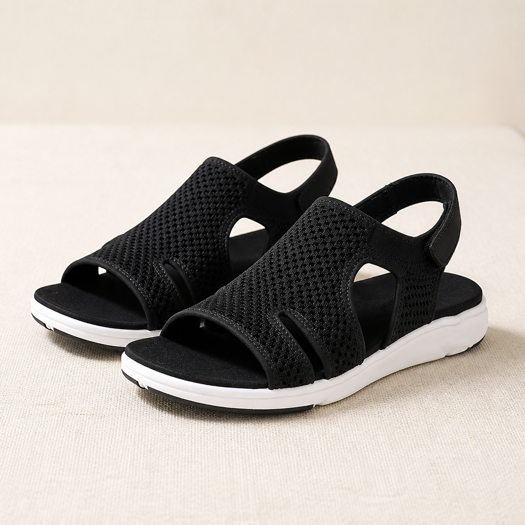 AeroLuxe™ – Padded Mesh Slingback Sandals Featuring Velcro Strap