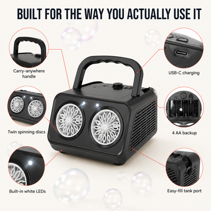 BubblyRush™ — Drench Every Backyard Bash With a Twin-Disc Bubble Blast