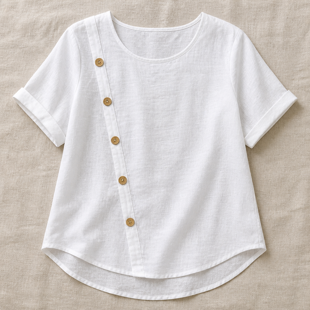 LumeaLuxe™ – Casual Cotton Top with Side-Button Accent