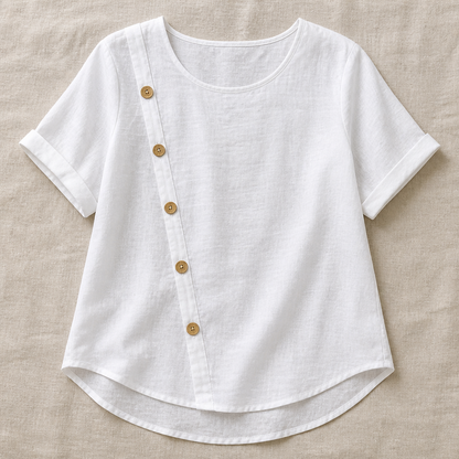 LumeaLuxe™ – Casual Cotton Top with Side-Button Accent