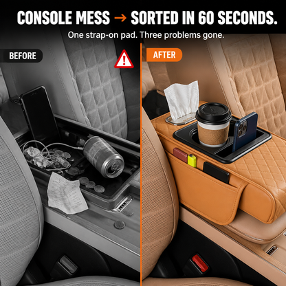 LuminaLuxe™ — Conquer Center Console Clutter With a Single Strap-On Armrest Pad